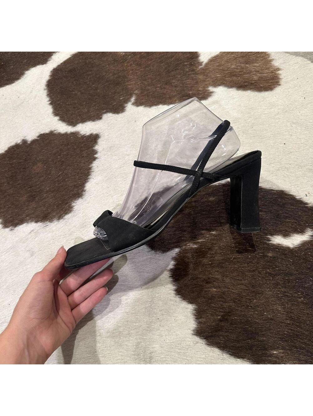 🖤 Vintage 90s Studio Roma Black Minimalist Strappy Heels (Size 11)